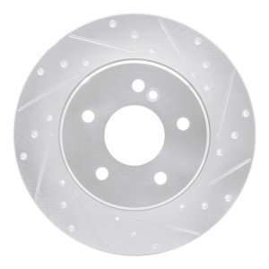 Mercedes-Benz E320 Brake Rotor (1) - Rear Right - R1 Concepts - Drilled & Slotted - Silver - `98-`03